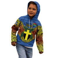 Personalized Vanuatu Tafea Province Kid Hoodie Coat Of Arms And Namele Fern Polynesian Pattern LT05 - Polynesian Pride