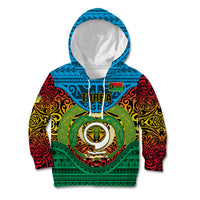 Vanuatu Torba Province Kid Hoodie Vanuatuan Coat Of Arms Polynesian Pattern LT05 Hoodie Green - Polynesian Pride