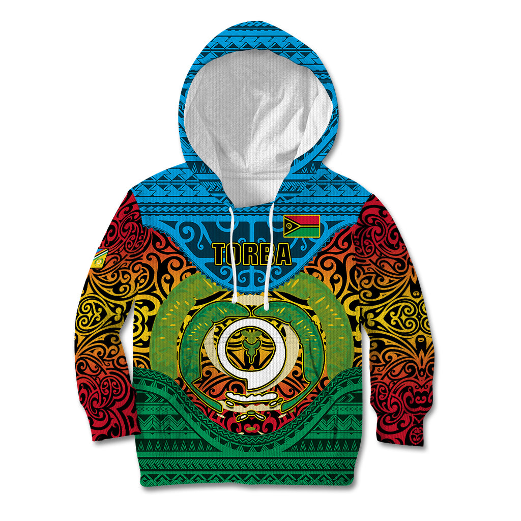 Personalized Vanuatu Torba Province Kid Hoodie Vanuatuan Coat Of Arms Polynesian Pattern LT05 Hoodie Green - Polynesian Pride