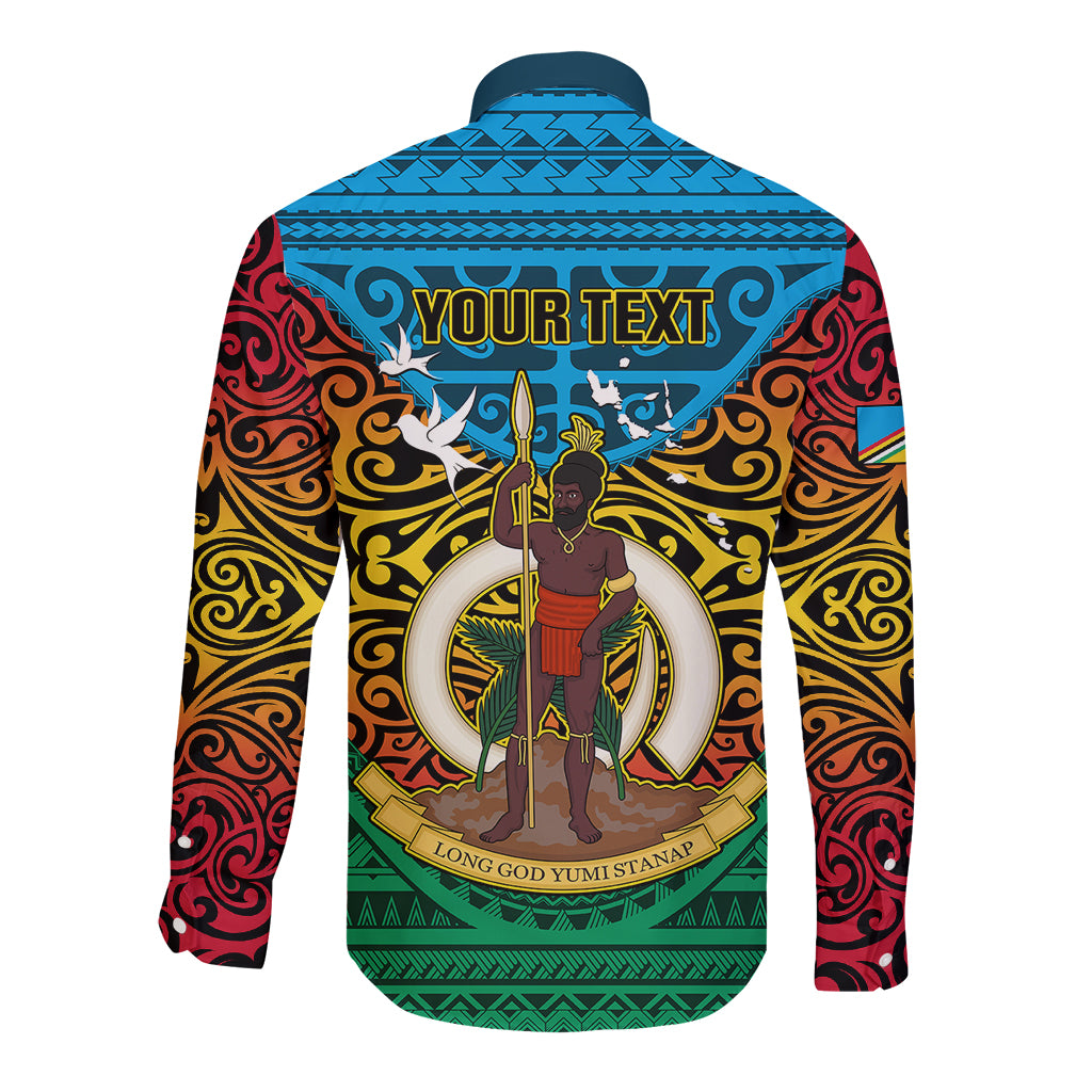 Personalized Vanuatu Torba Province Long Sleeve Button Shirt Vanuatuan Coat Of Arms Polynesian Pattern LT05 - Polynesian Pride