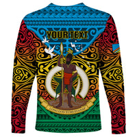 Personalized Vanuatu Torba Province Long Sleeve Shirt Vanuatuan Coat Of Arms Polynesian Pattern LT05 - Polynesian Pride