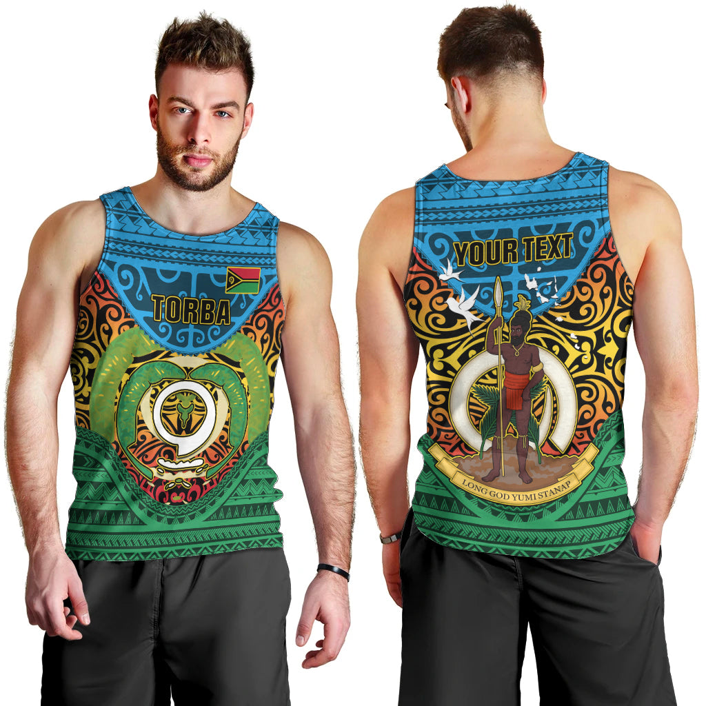 Personalized Vanuatu Torba Province Men Tank Top Vanuatuan Coat Of Arms Polynesian Pattern LT05 - Polynesian Pride