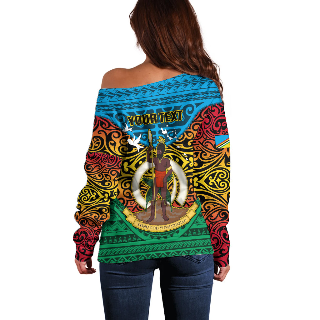 Personalized Vanuatu Torba Province Off Shoulder Sweater Vanuatuan Coat Of Arms Polynesian Pattern LT05 - Polynesian Pride