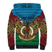 Personalized Vanuatu Torba Province Sherpa Hoodie Vanuatuan Coat Of Arms Polynesian Pattern LT05 - Polynesian Pride