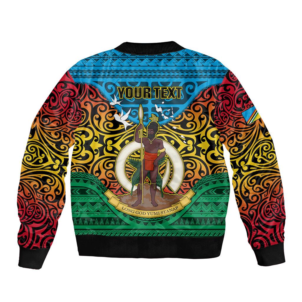 Personalized Vanuatu Torba Province Sleeve Zip Bomber Jacket Vanuatuan Coat Of Arms Polynesian Pattern LT05 - Polynesian Pride