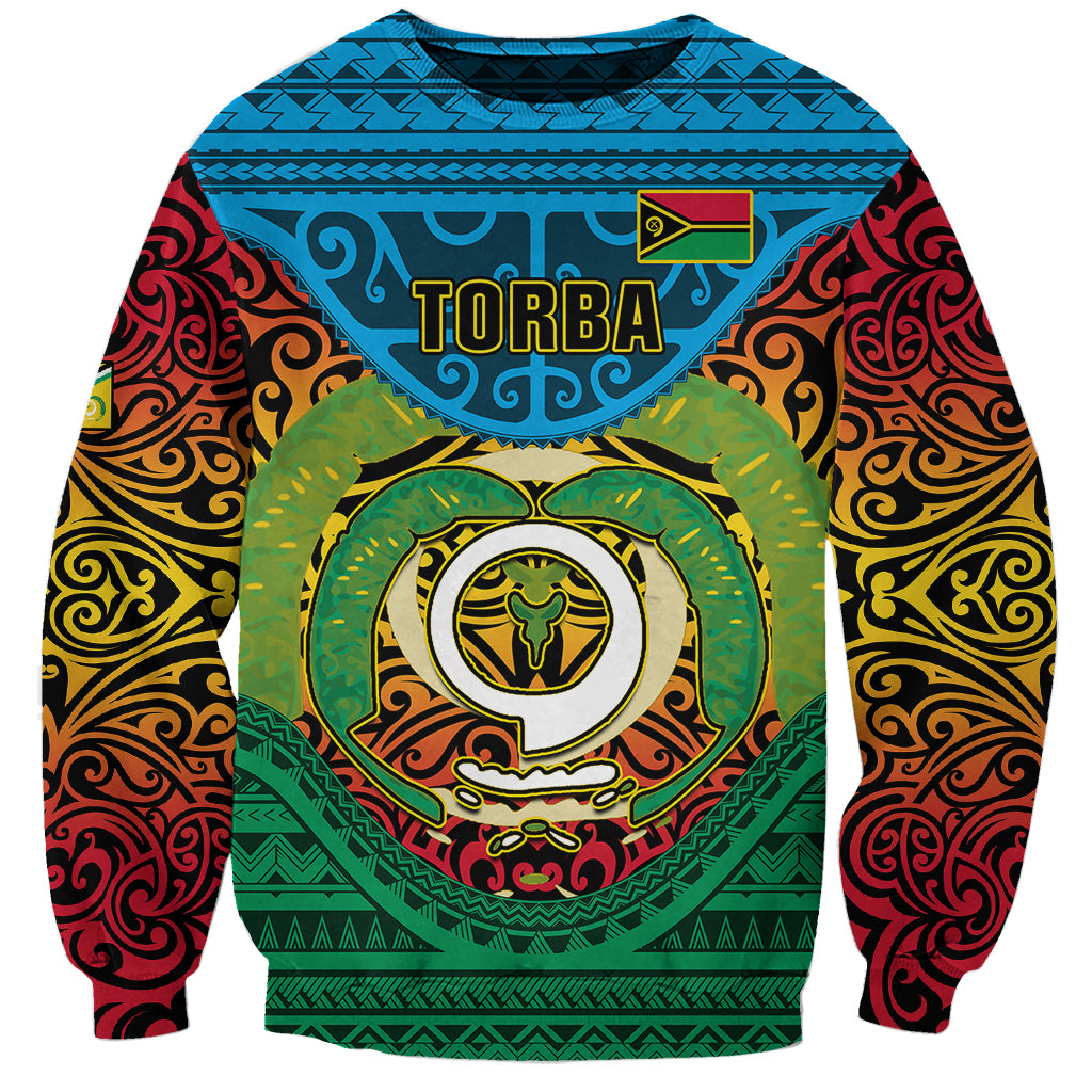 Personalized Vanuatu Torba Province Sweatshirt Vanuatuan Coat Of Arms Polynesian Pattern LT05 Unisex Green - Polynesian Pride