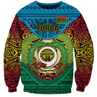 Personalized Vanuatu Torba Province Sweatshirt Vanuatuan Coat Of Arms Polynesian Pattern LT05 Unisex Green - Polynesian Pride