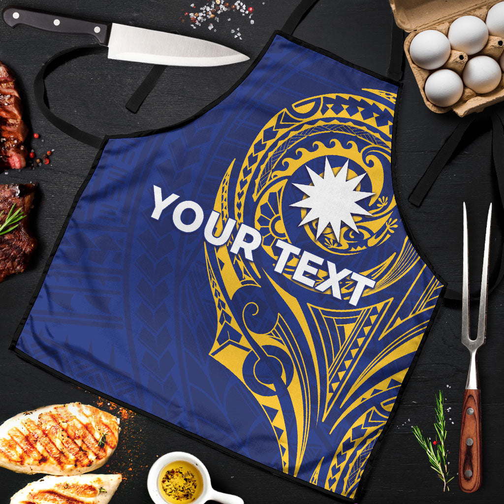 Personalised Nauru Angam Day Apron Gold Navy Tribal Pattern