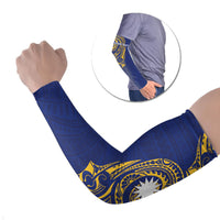 Personalised Nauru Angam Day Arm Sleeves Gold Navy Tribal Pattern