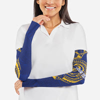 Personalised Nauru Angam Day Arm Sleeves Gold Navy Tribal Pattern