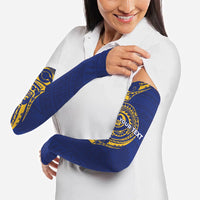 Personalised Nauru Angam Day Arm Sleeves Gold Navy Tribal Pattern