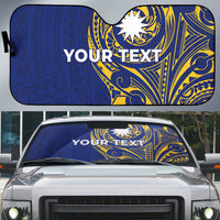 Personalised Nauru Angam Day Auto Sun Shade Gold Navy Tribal Pattern