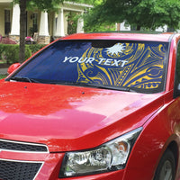 Personalised Nauru Angam Day Auto Sun Shade Gold Navy Tribal Pattern