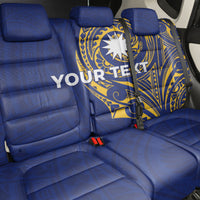 Personalised Nauru Angam Day Back Car Seat Cover Gold Navy Tribal Pattern