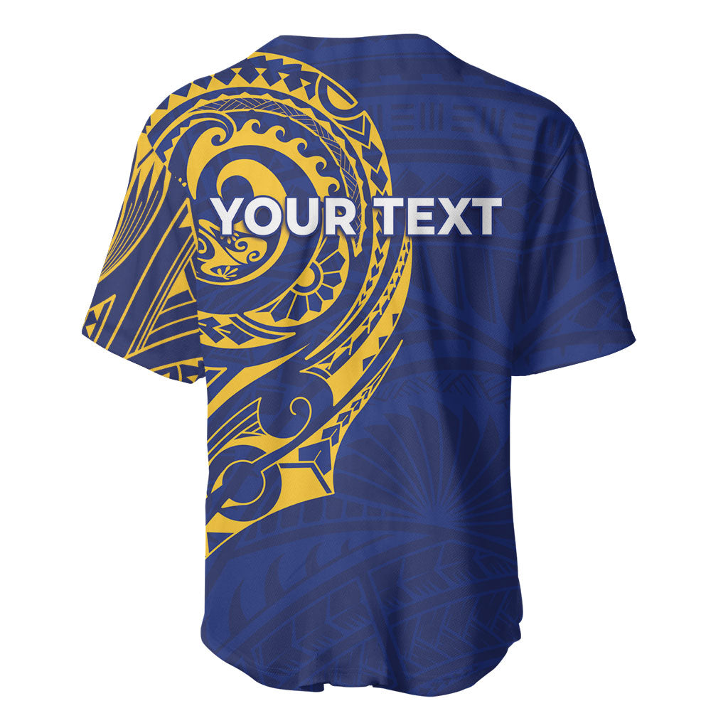 Personalised Nauru Angam Day Baseball Jersey Gold Navy Tribal Pattern
