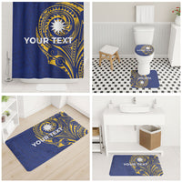 Personalised Nauru Angam Day Bathroom Set Gold Navy Tribal Pattern