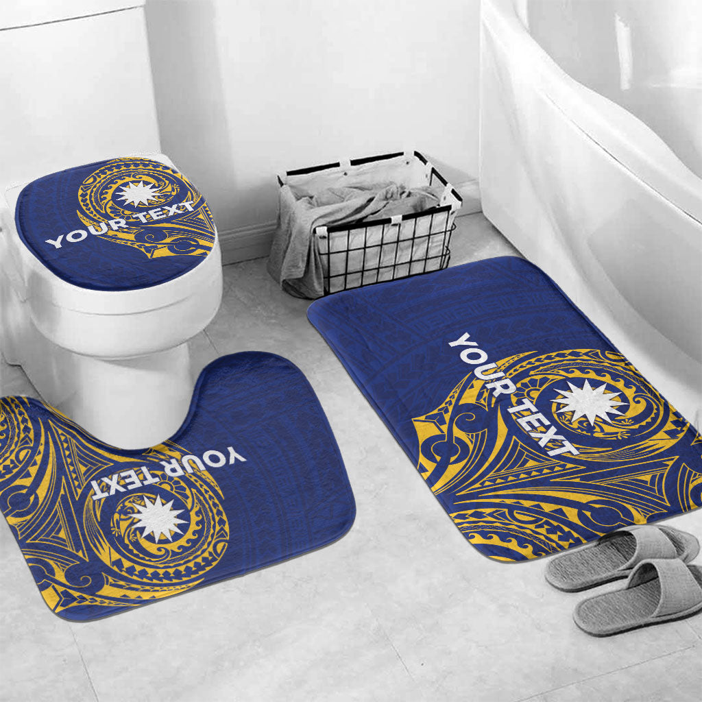 Personalised Nauru Angam Day Bathroom Set Gold Navy Tribal Pattern