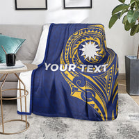 Personalised Nauru Angam Day Blanket Gold Navy Tribal Pattern