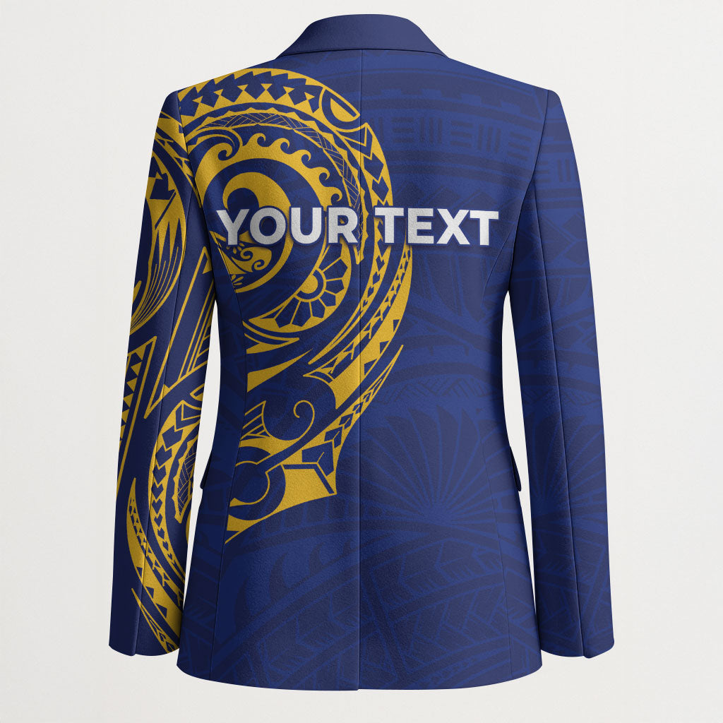 Personalised Nauru Angam Day Blazer Gold Navy Tribal Pattern