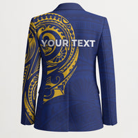 Personalised Nauru Angam Day Blazer Gold Navy Tribal Pattern