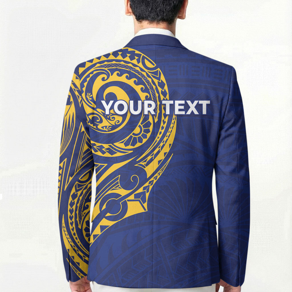 Personalised Nauru Angam Day Blazer Gold Navy Tribal Pattern