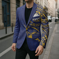 Personalised Nauru Angam Day Blazer Gold Navy Tribal Pattern