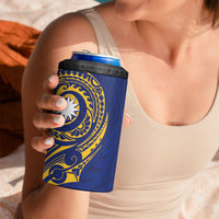 Personalised Nauru Angam Day 4 in 1 Can Cooler Tumbler Gold Navy Tribal Pattern