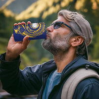 Personalised Nauru Angam Day 4 in 1 Can Cooler Tumbler Gold Navy Tribal Pattern