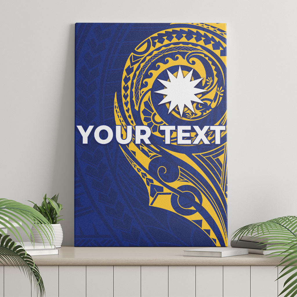 Personalised Nauru Angam Day Canvas Wall Art Gold Navy Tribal Pattern
