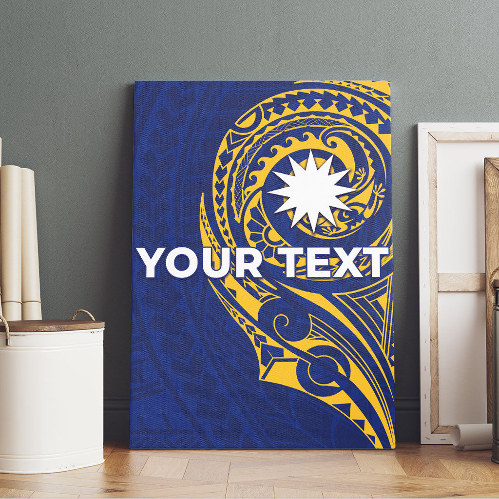 Personalised Nauru Angam Day Canvas Wall Art Gold Navy Tribal Pattern