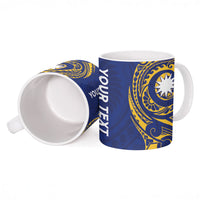 Personalised Nauru Angam Day Ceramic Mug Gold Navy Tribal Pattern