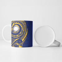 Personalised Nauru Angam Day Ceramic Mug Gold Navy Tribal Pattern