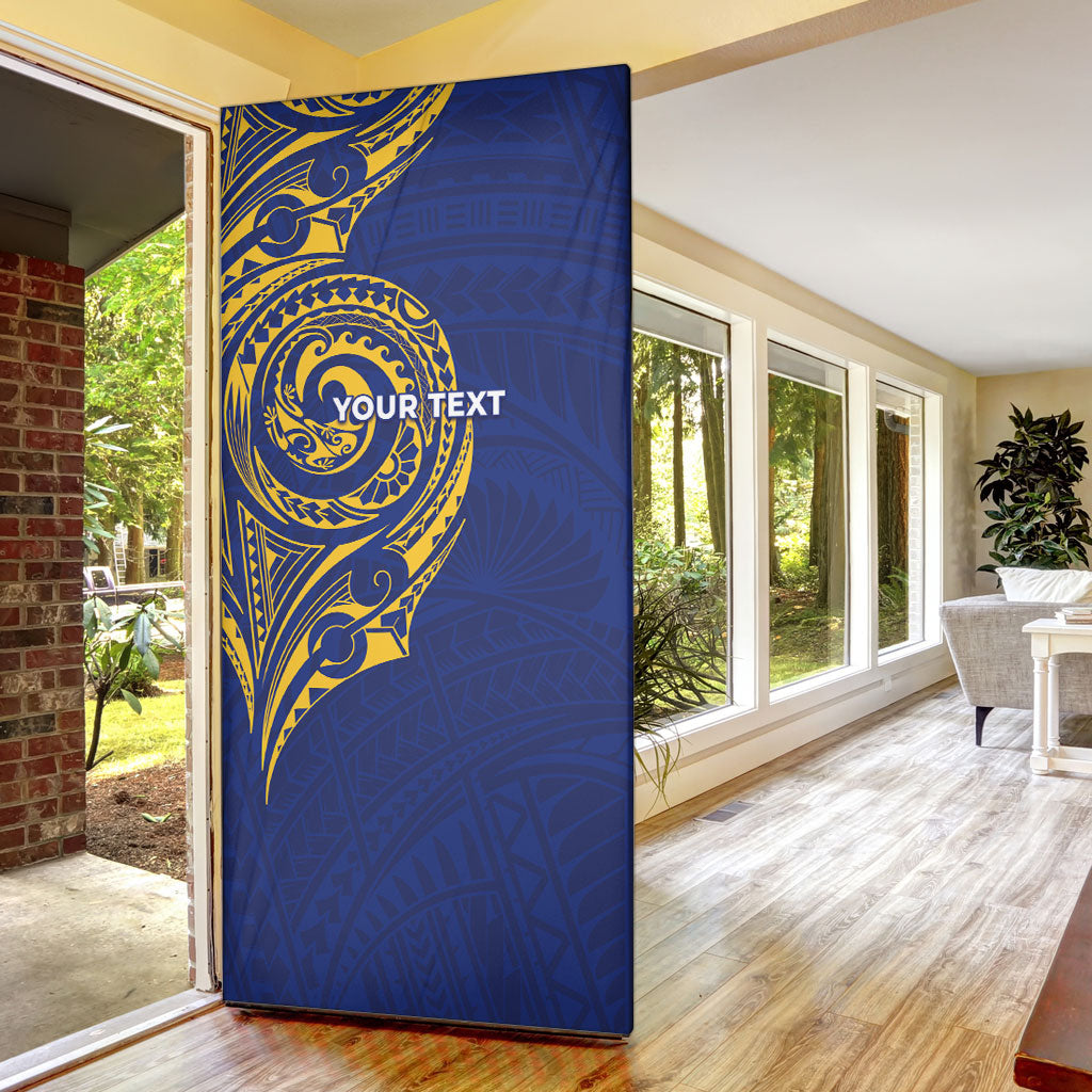 Personalised Nauru Angam Day Door Cover Gold Navy Tribal Pattern