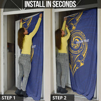 Personalised Nauru Angam Day Door Cover Gold Navy Tribal Pattern
