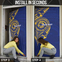 Personalised Nauru Angam Day Door Cover Gold Navy Tribal Pattern