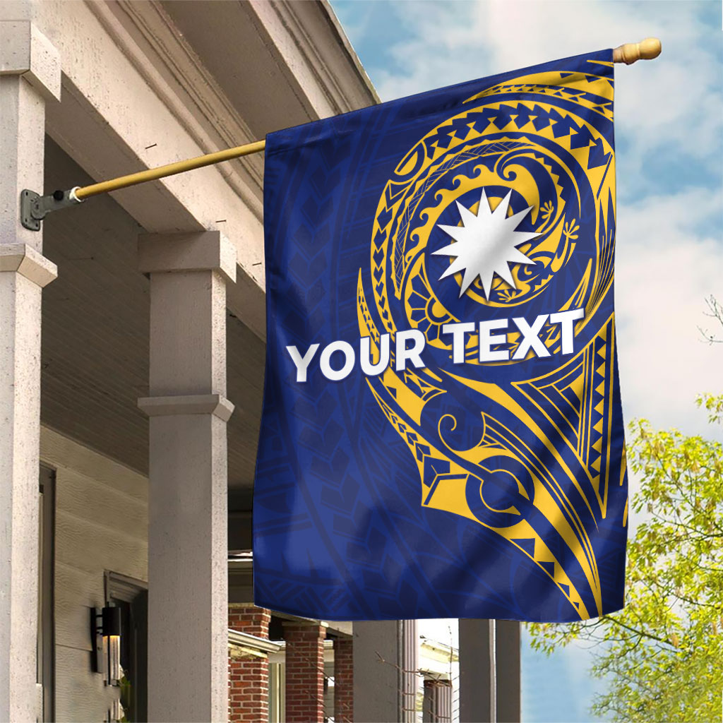 Personalised Nauru Angam Day Garden Flag Gold Navy Tribal Pattern