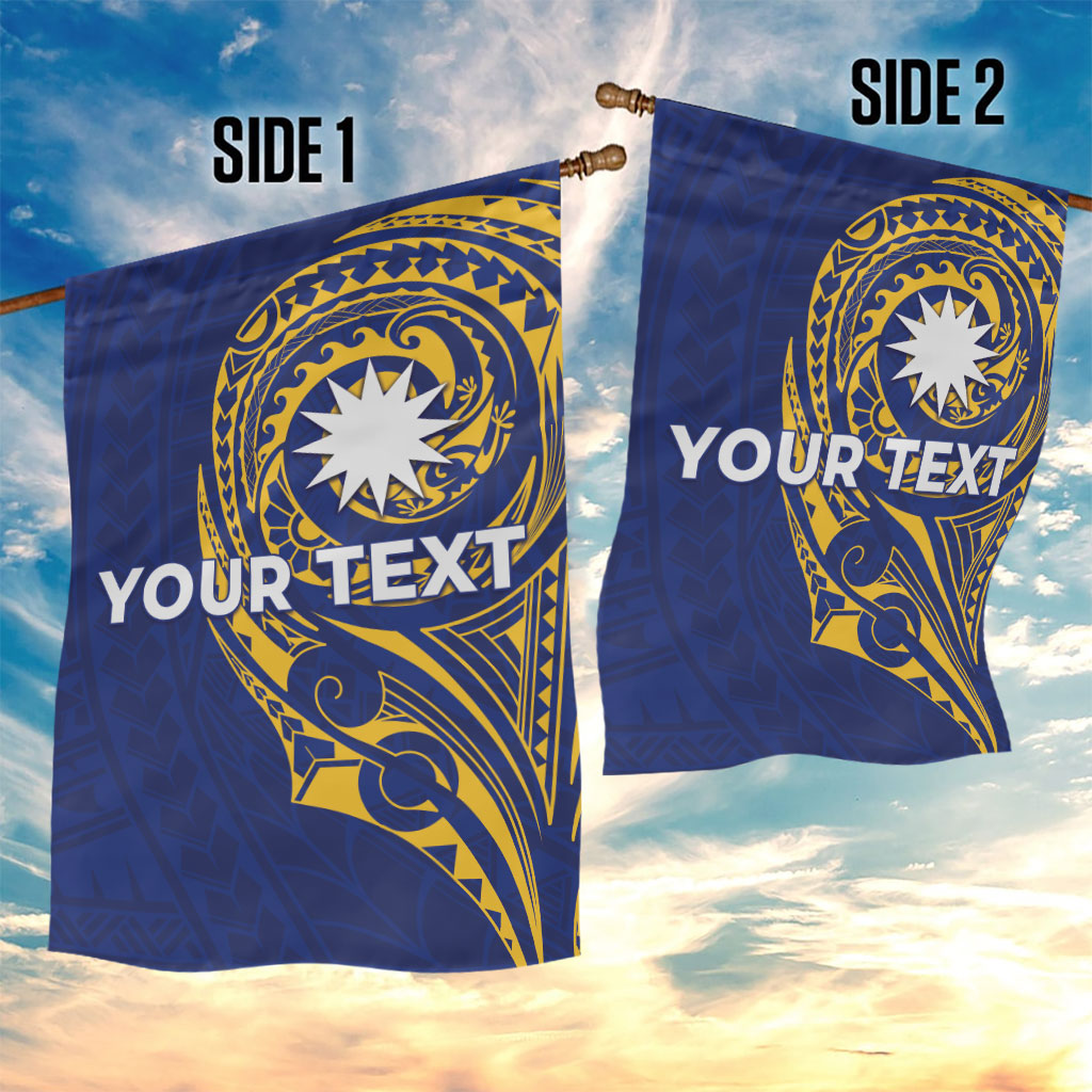 Personalised Nauru Angam Day Garden Flag Gold Navy Tribal Pattern