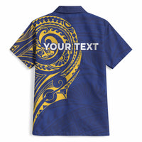 Personalised Nauru Angam Day Hawaiian Shirt Gold Navy Tribal Pattern