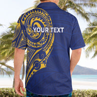 Personalised Nauru Angam Day Hawaiian Shirt Gold Navy Tribal Pattern