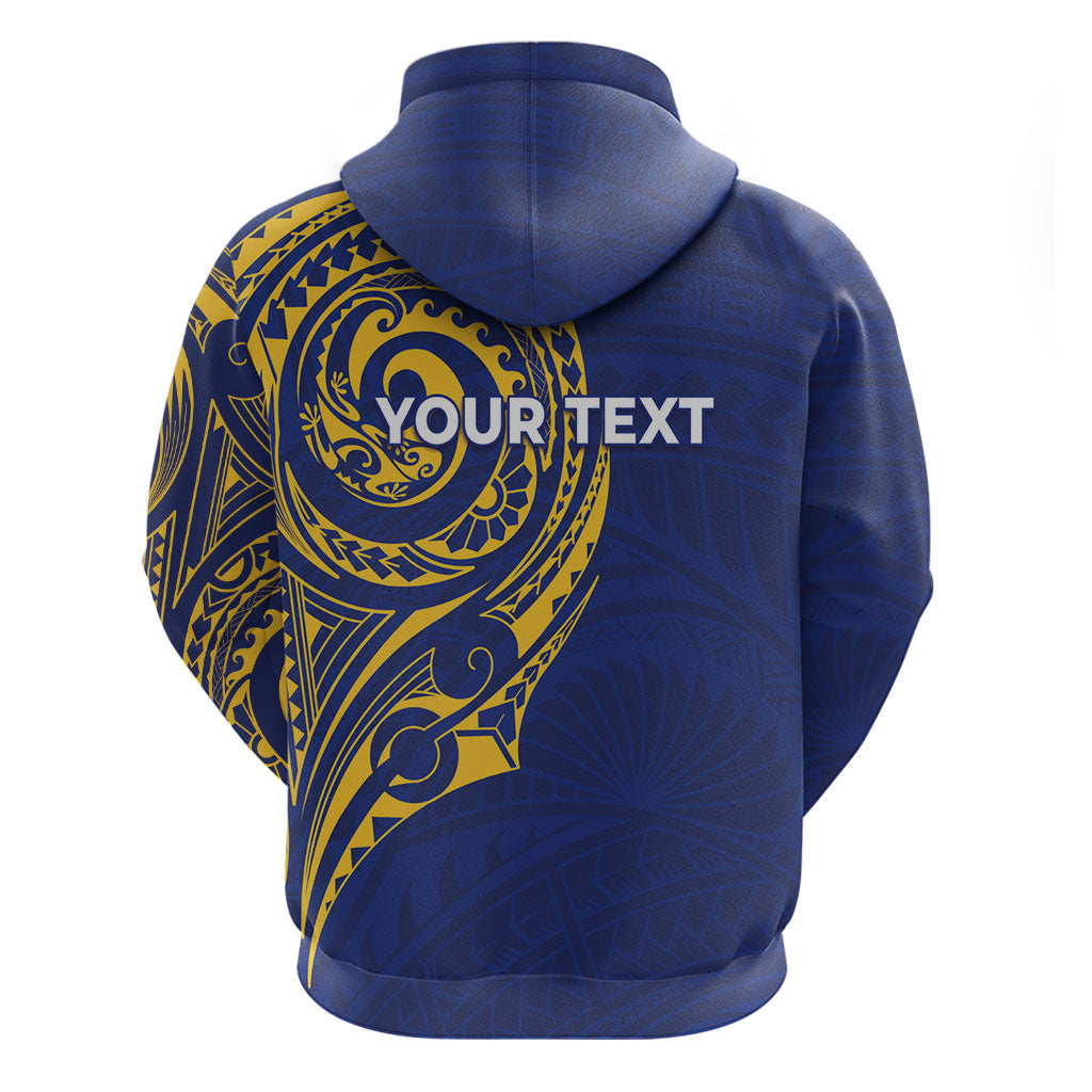 Personalised Nauru Angam Day Hoodie Gold Navy Tribal Pattern