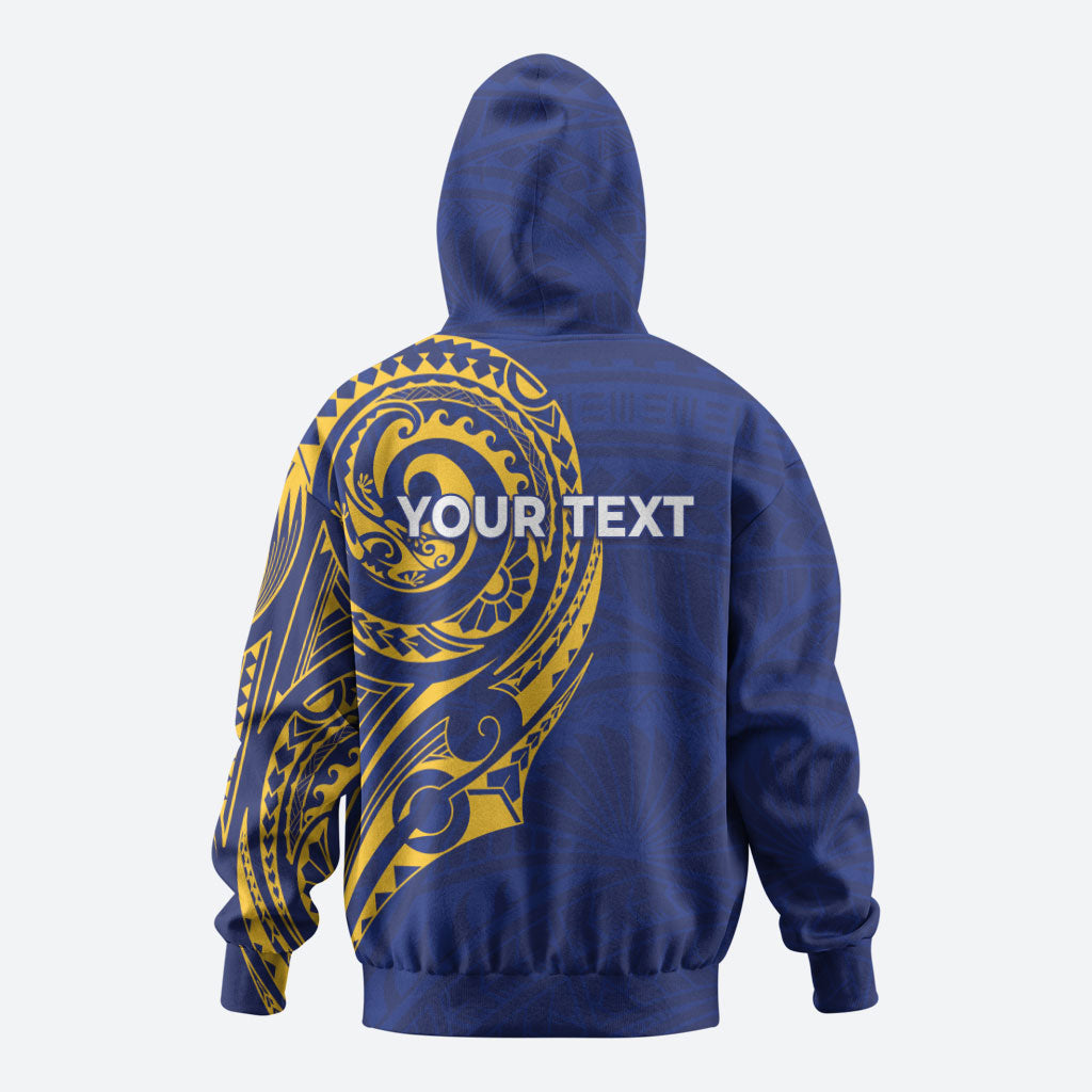 Personalised Nauru Angam Day Hoodie Gold Navy Tribal Pattern