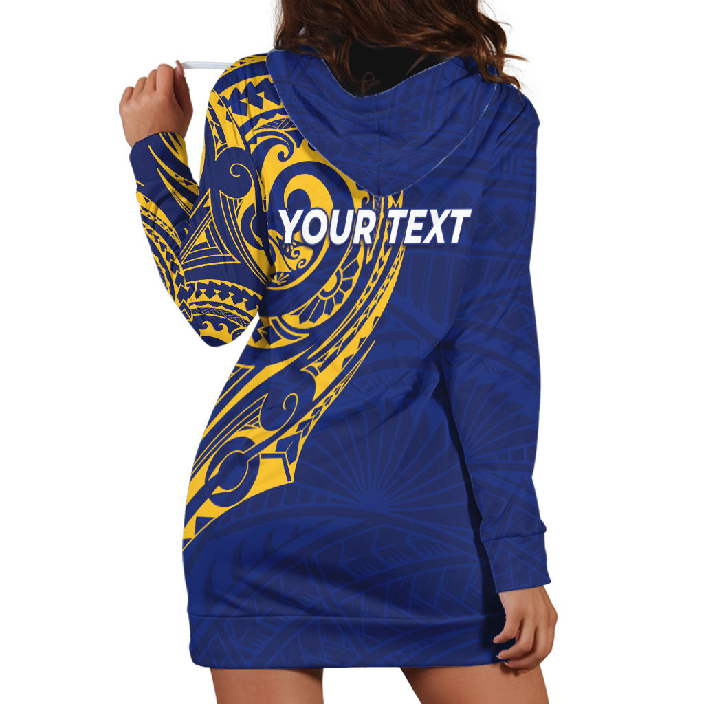 Personalised Nauru Angam Day Hoodie Dress Gold Navy Tribal Pattern