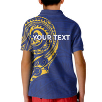 Personalised Nauru Angam Day Kid Polo Shirt Gold Navy Tribal Pattern