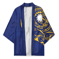 Personalised Nauru Angam Day Kimono Gold Navy Tribal Pattern