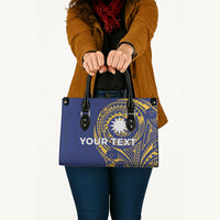 Personalised Nauru Angam Day Leather Bag Gold Navy Tribal Pattern
