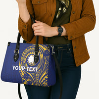 Personalised Nauru Angam Day Leather Bag Gold Navy Tribal Pattern
