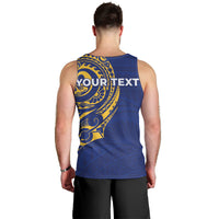 Personalised Nauru Angam Day Men Tank Top Gold Navy Tribal Pattern