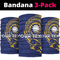 Personalised Nauru Angam Day Neck Gaiter Gold Navy Tribal Pattern