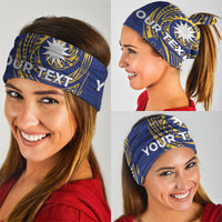 Personalised Nauru Angam Day Neck Gaiter Gold Navy Tribal Pattern