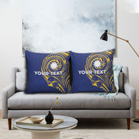 Personalised Nauru Angam Day Pillow Cover Gold Navy Tribal Pattern